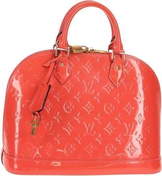 Louis Vuitton Alma Handbag Monogram Vernis Pink Patent_Leather Handbag (Pre-Owned)