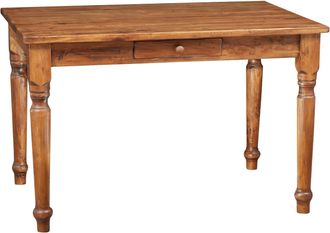 Biscottini International Biscottini - Mesa Escritorio De Estilo Country De Madera Maciza De Tilo Acabado Con Efecto Nogal 120x80x80 Cm