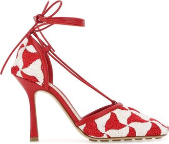 Bottega Veneta Womens Two-tone Stretch Crochet Sandals - Red Cotton - Size EU 37