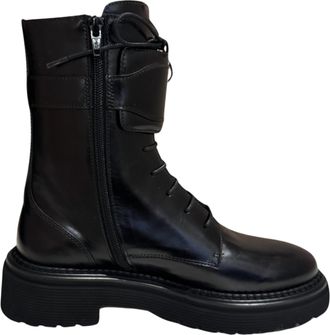 Homers Siena Leather Lace Up Boot In Black