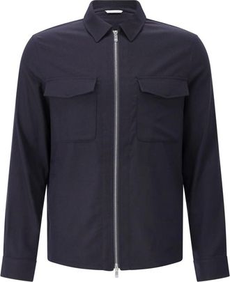 Marco Pescarolo Jassen, Heren, Blauw, M, Leer, Shirt Jacket
