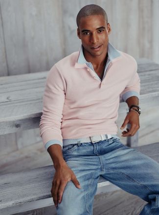 Le 31 Mens Optical honeycomb knit polo