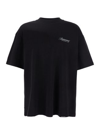 Represent Black Crewneck T-Shirt With With Front And Back Owners Club Print In Cotton Man