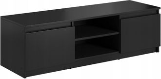 OEM Mueble De Tv Sencillo De 120 Cm, Para Tv, 2 Armarios Y Estantes, Negro Mate