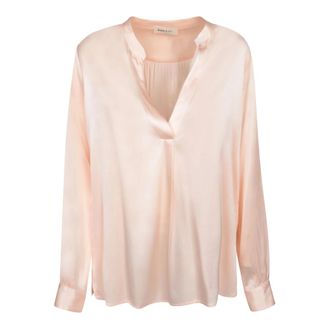 Blanca Vita Pink Silk Blend Topwear Elegant Style - female - Blanca Vita - Blouses - Pink - 2XL - Blouses & Shirts
