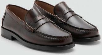 Mango Mocassini mascherina pelle marrone - Uomo - 39 - MANGO MAN