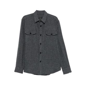 Brioni Overhemden, Heren, Grijs, M, Wol, Prince of Wales Check Shirt