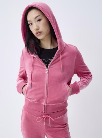 Juicy Couture Womens Diamond logo zippered hood sweatshirt