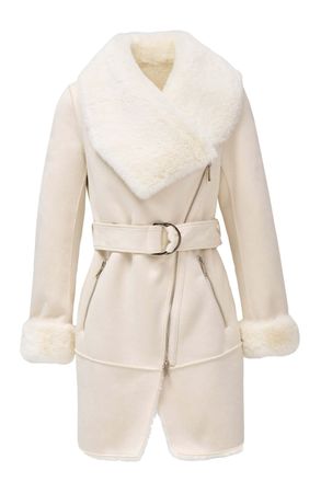 Salsa Winterjacke SALSA Salsa Jeans Wintermantel Long Shearling Coat, Damen, Gr. XL, beige, Obermaterial: 100% Polyester PES., Jacken Winterjacke