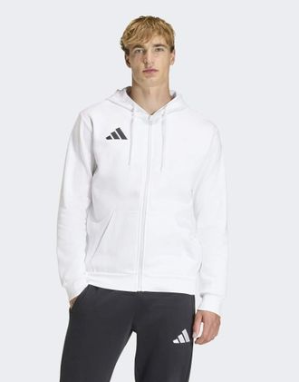 adidas Entrada26 - Felpa con cappuccio e zip bianca e nera-Bianco