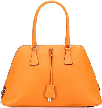 Prada Pre-owned Womens Galleria Top Handle Satchel - Orange Leather - One Size
