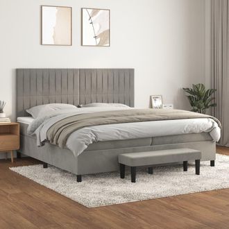vidaXL Vidaxl - Cama Box Spring Con Colch&oacute;n Terciopelo Gris Claro 200x200 Cm