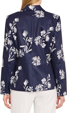 Tahari by ASL Floral One-Button Jacket in Navy Ivory at Nordstrom, Size 12
