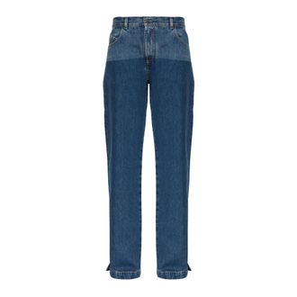 The Attico Jeans, Dames, Blauw, W24, Katoen, Washed Straight Leg