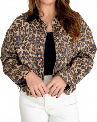 Olivaceous Contrast Collar Leopard Jacket In Brown