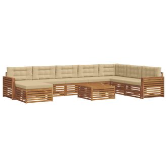 vidaXL Conjunto De Sof&aacute;s De Exterior 9 Uds. Natural Y Beige Vidaxl