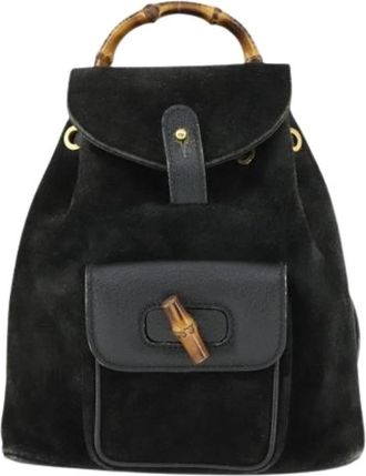 Gucci Pre-owned Suede Rugzak - Dames - Vintage Rugzakken - Zwart - ONE Size - Su&egrave;de - Vintage