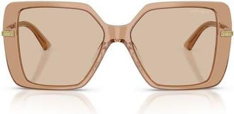 Jimmy Choo London Pati 55mm Square Sunglasses in Transparent Tan /Light Brown at Nordstrom