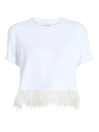 Cinq &agrave; Sept short-sleeve feather tee - White