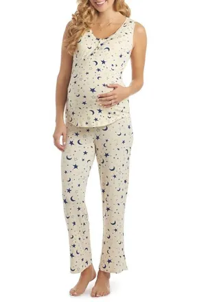 Everly Grey Joy During & After 2-Piece Maternity/Nursing Sleep Set in Twinkle at Nordstrom, Size X-Small