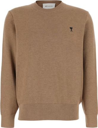Ami Light Brown Logo Sweater