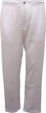 Alpha Studio Linnen broek met trekkoord - Heren - Vrijetijds broeken - Wit - 2XL - Linnen - Broeken