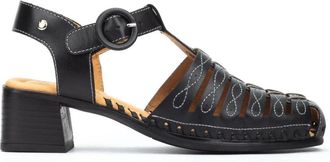 Pikolinos Zwarte Romana Sandaal - Stijlvolle Damesschoenen - Dames - Sandalen met hakken - Zwart - 42 EU - Leer - Schoenen