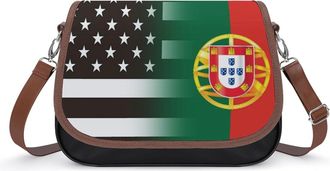Generic US & Portugal Flag Fashion Womens Crossbody Bags Novelty Handbag Shoulder Bag Purse