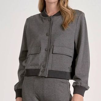 Elan Simone Bomber Jacket In Heather Grey
