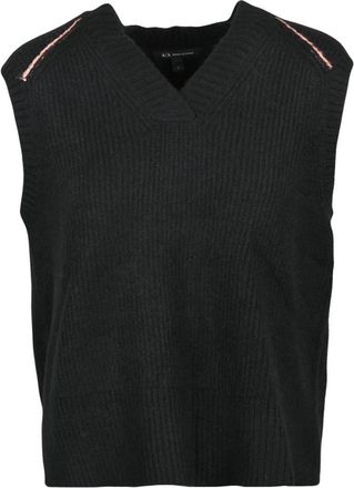 A|X Armani Exchange Gilet - Dames - V-hals truien - Zwart - S - Wol - Truien & Vesten