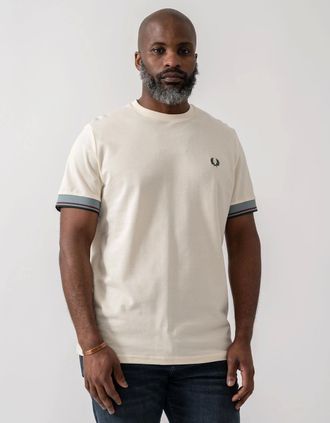 Fred Perry Mens Fred Perry Mens Twin Tipped Cuff T-Shirt - Ecru 560 - White - Size: 38