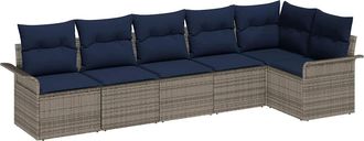 vidaXL Conjunto De Sof&aacute; De Jard&iacute;n 6 Uds. Gris Rat&aacute;n Sint&eacute;tico Vidaxl