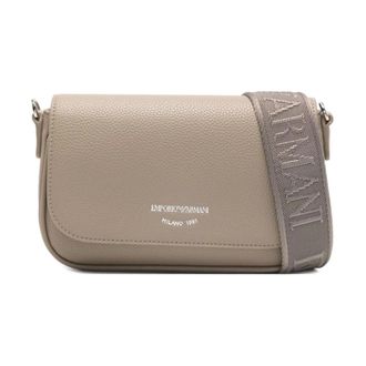 Emporio Armani Cross Body Bags, female, Beige, Size: ONE SIZE Leather Crossbody Bag with Logo Strap