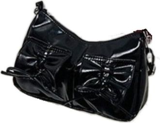 Generic Pu Leather Ruched Crossbody Bag, Women Ruched Drawstring Strap Underarm Bag Simple Handbag(Black)