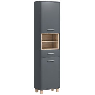 HOMCOM Homcom - Mobile Alto Bagno Moderno Con Cassetto E Armadietti 40x24x160 Cm Grigio