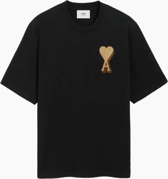 Ami Mens Mens Black Ami Paris Ami de Coeur Patch T-Shirt - Size: 42