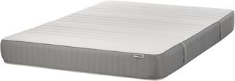 Beliani Beliani - eu Double Size Hard Firm Gel Foam Mattress 4ft6 Polyester Removable Cover Filling Zipper White and Grey Happiness