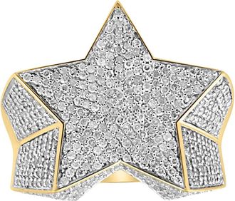Pompeii3 2Ct Diamond Mens 10k Yellow Gold Star Ring