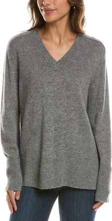 Fort&eacute; Cashmere Hi Low Easy V-Neck 100% Cashmere Sweater