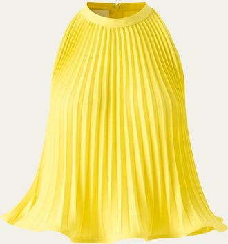 Akris Plisse Crepe Halter Blouse
