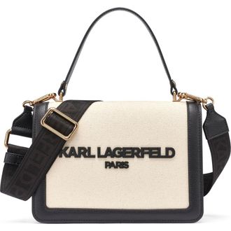 Karl Lagerfeld Simone Canvas Satchel in Natural/black at Nordstrom