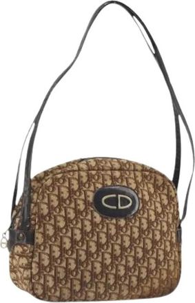 Dior Pre-owned Trotter Canvas Shoulder Bag - Dames - Vintage Schoudertas - Bruin - ONE Size - Leer - Vintage