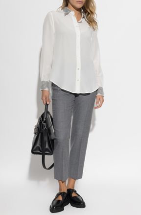 Alexander McQueen Silk Shirt With Lace Details, Womens, White