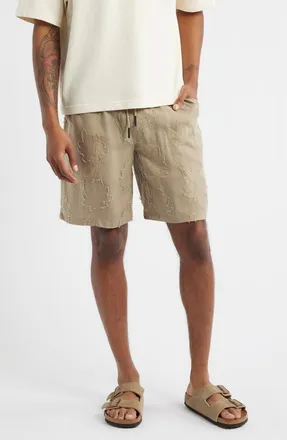 OAS Palmoza Nicola Jacquard Fil Coup&eacute; Drawstring Shorts in Light Brown at Nordstrom, Size Xx-Large