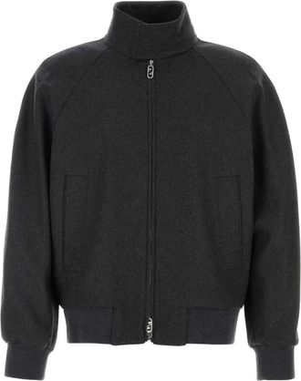 Fendi Grey Logo Patch Jacket