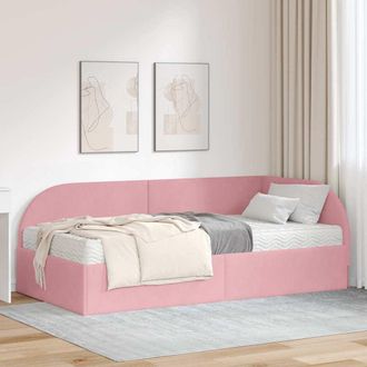 vidaXL Estructura De Cama Esquina Con Colch&oacute;n 2 Uds. Rosa 80 X 200 Cm Vidaxl