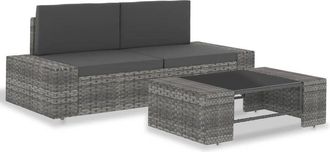 vidaXL Vidaxl - Juego De Muebles De Jard&iacute;n 3 Piezas Rat&aacute;n Sint&eacute;tico Gris