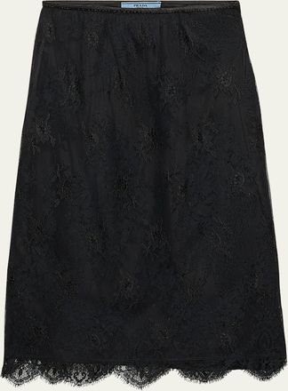 Prada Pizzo Lace Sheer Skirt