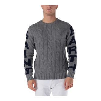 MC2 Saint Barth Round-neck Knitwear, male, Gray, XL, Braided Crewneck Jumper St. Barth