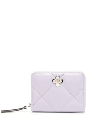Tory Burch Kira clover diamond quilt zip-around wallet - women - Polyester/Calf Leather - One Size - Purple